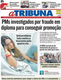 Capa do jornal A Tribuna 16/08/2019