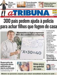 Capa do jornal A Tribuna 24/08/2019