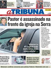 Capa do jornal A Tribuna 25/06/2019