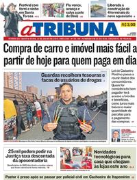 Capa do jornal A Tribuna 31/07/2019