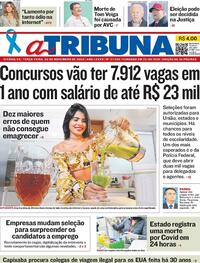 Capa do jornal A Tribuna 03/11/2020