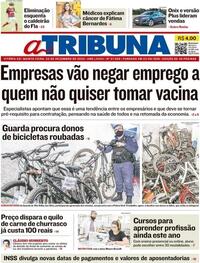 Capa do jornal A Tribuna 03/12/2020