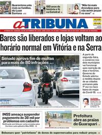 Capa do jornal A Tribuna 05/09/2020