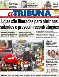 Capa do jornal A Tribuna 07/08/2020