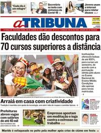 Capa do jornal A Tribuna 08/06/2020