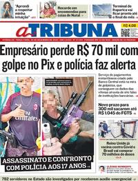 Capa do jornal A Tribuna 08/12/2020