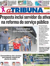 Capa do jornal A Tribuna 09/10/2020