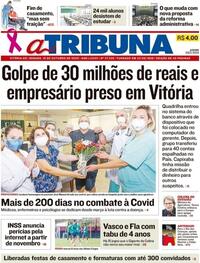 Capa do jornal A Tribuna 10/10/2020