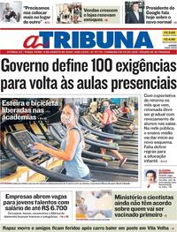 Capa do jornal A Tribuna 11/08/2020