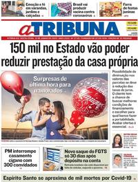 Capa do jornal A Tribuna 12/06/2020