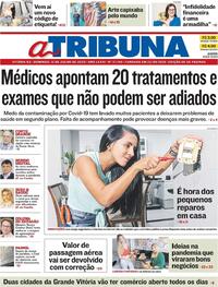 Capa do jornal A Tribuna 12/07/2020