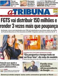 Capa do jornal A Tribuna 12/08/2020
