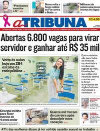 Capa do jornal A Tribuna 13/10/2020