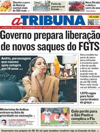 Capa do jornal A Tribuna 17/12/2020