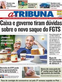 Capa do jornal A Tribuna 18/06/2020