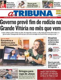 Capa do jornal A Tribuna 18/07/2020