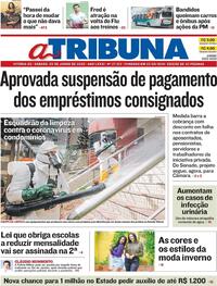 Capa do jornal A Tribuna 20/06/2020