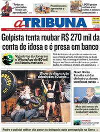 Capa do jornal A Tribuna 22/08/2020