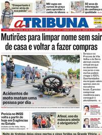 Capa do jornal A Tribuna 22/09/2020