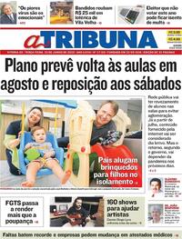 Capa do jornal A Tribuna 23/06/2020