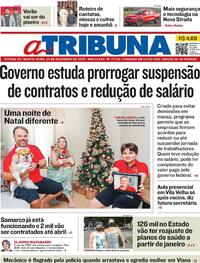 Capa do jornal A Tribuna 24/12/2020