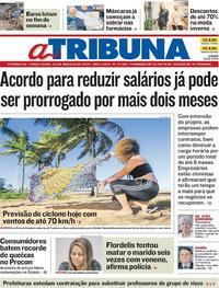 Capa do jornal A Tribuna 25/08/2020