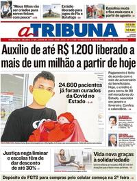 Capa do jornal A Tribuna 27/06/2020