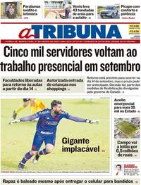 Capa do jornal A Tribuna 27/08/2020