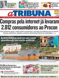 Capa do jornal A Tribuna 28/08/2020