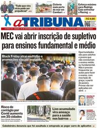Capa do jornal A Tribuna 28/11/2020