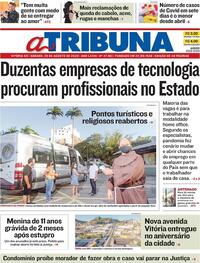 Capa do jornal A Tribuna 29/08/2020