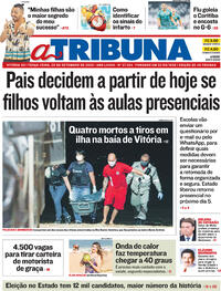 Capa do jornal A Tribuna 29/09/2020