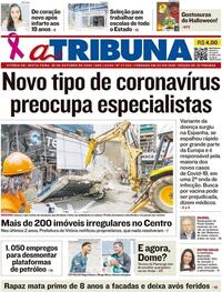 Capa do jornal A Tribuna 30/10/2020