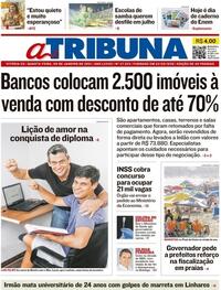 Capa do jornal A Tribuna 06/01/2021