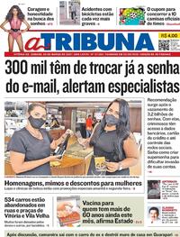 Capa do jornal A Tribuna 06/03/2021