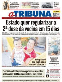 Capa do jornal A Tribuna 06/05/2021