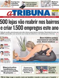 Capa do jornal A Tribuna 07/03/2021