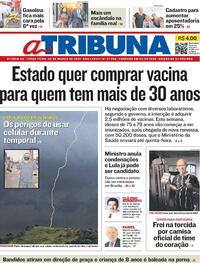 Capa do jornal A Tribuna 09/03/2021