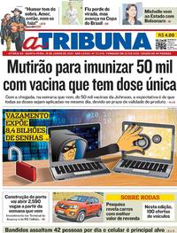 Capa do jornal A Tribuna 10/06/2021
