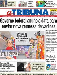 Capa do jornal A Tribuna 13/02/2021