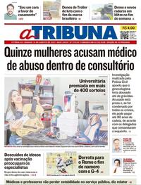 Capa do jornal A Tribuna 14/08/2021
