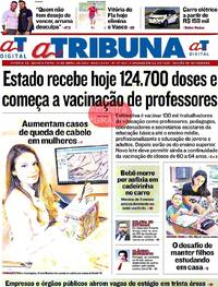 Capa do jornal A Tribuna 15/04/2021