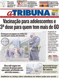 Capa do jornal A Tribuna 15/09/2021
