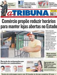 Capa do jornal A Tribuna 16/03/2021