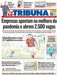 Capa do jornal A Tribuna 17/06/2021