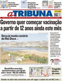 Capa do jornal A Tribuna 17/08/2021
