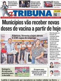 Capa do jornal A Tribuna 18/02/2021