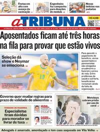 Capa do jornal A Tribuna 18/06/2021