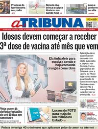 Capa do jornal A Tribuna 18/08/2021