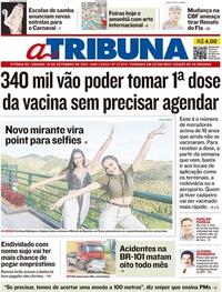 Capa do jornal A Tribuna 18/09/2021